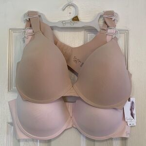Jessica Simpson Two Pack Light Padding Under Wire Bras Pink And Nude size 42C
